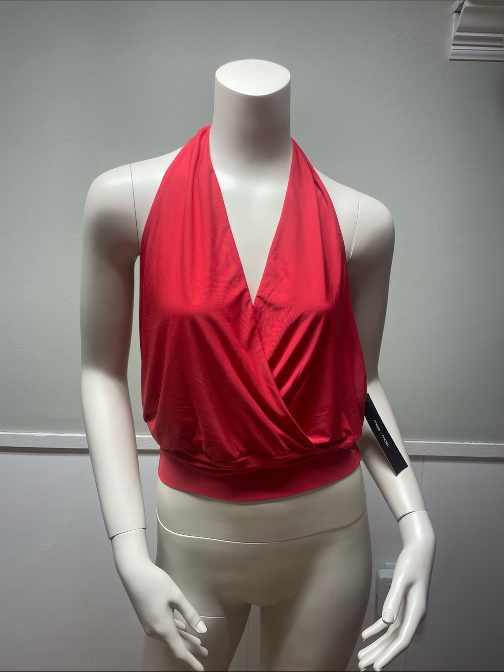 Moa Moa Red Halter Draped Bandeau Top